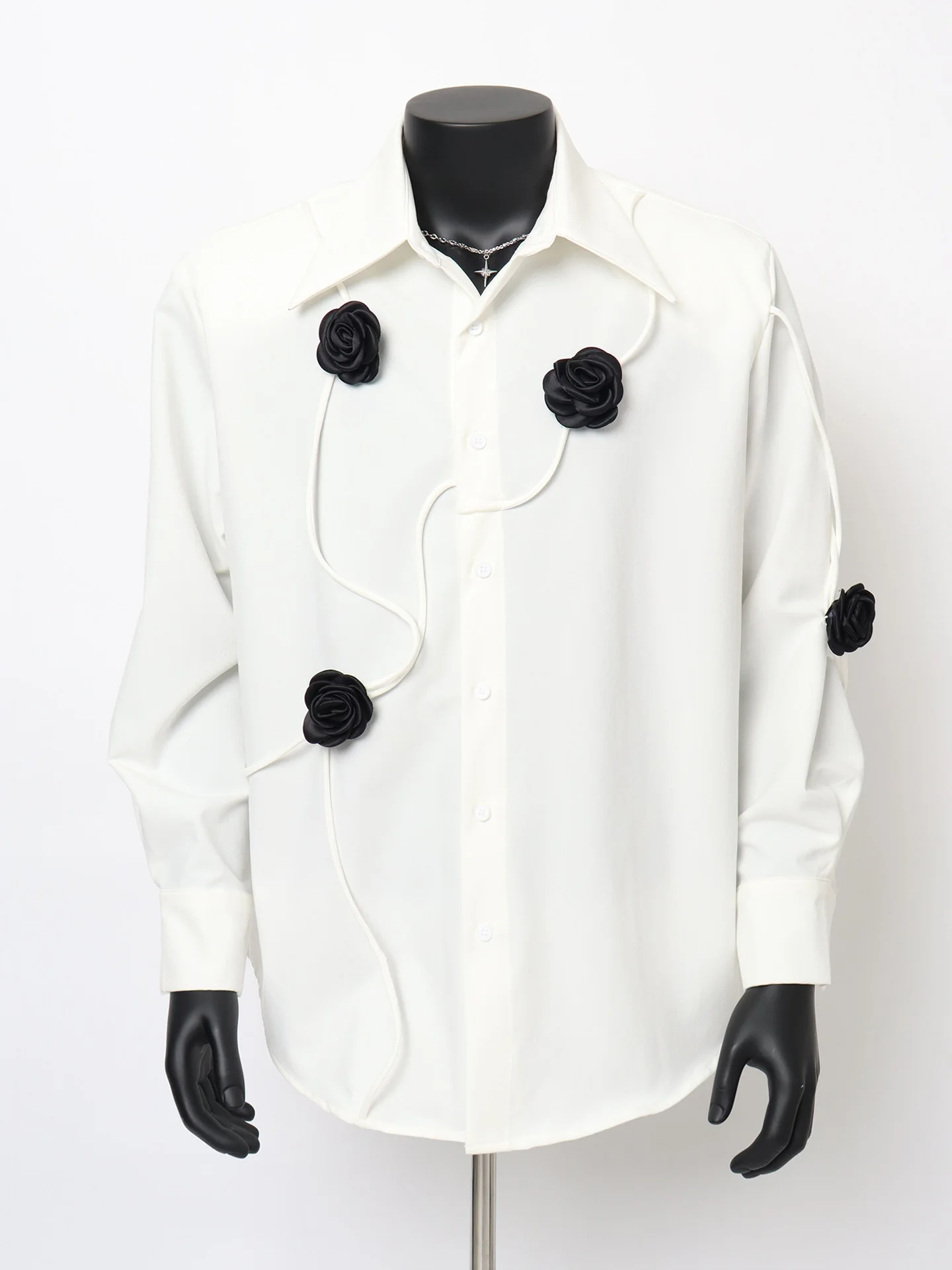 

Starlit Men's Long Sve Loose irt 3D Flower Design Sli Haome Casual irt Youth Trend Autumn Faion