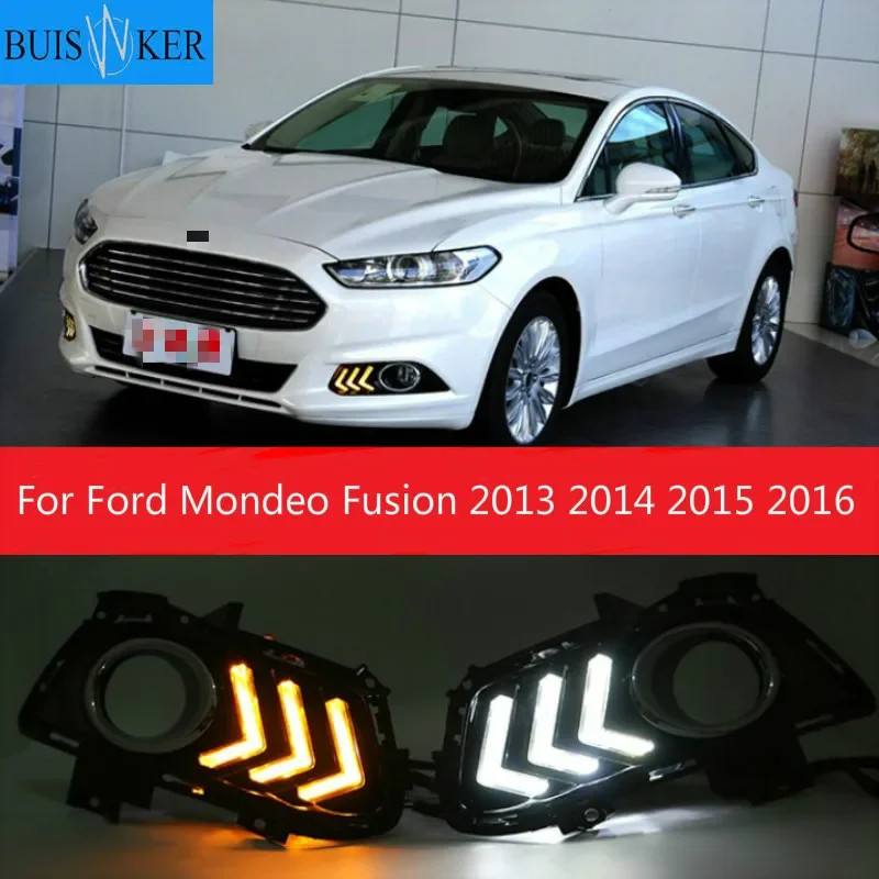 

1set for Ford Mondeo Fusion 2013 2014 2015 2016 LED DRL Daytime Running Light Daylight With Turn Signal Lights