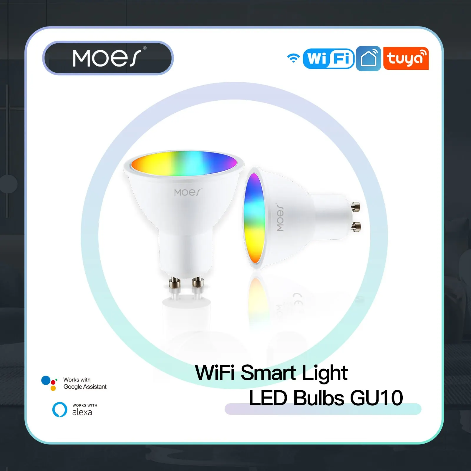 MOES GU10 WiFi Smart LED Bulbs RGBW C+W White Dimmable Lamps Tuya APP Remote Control Light Bulbs Work with Alexa/Google