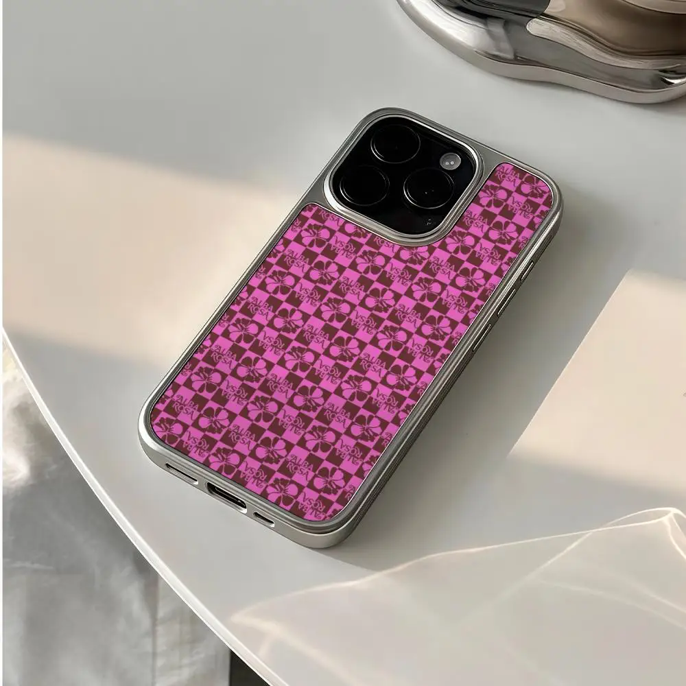 Fashion A-ALBA R-ROSA  Phone Case For iPhone 16 15 14 13 12 11 Pro Max Plus HD Magsafe Metal Frame Carbon Fiber Hard Shell view 6