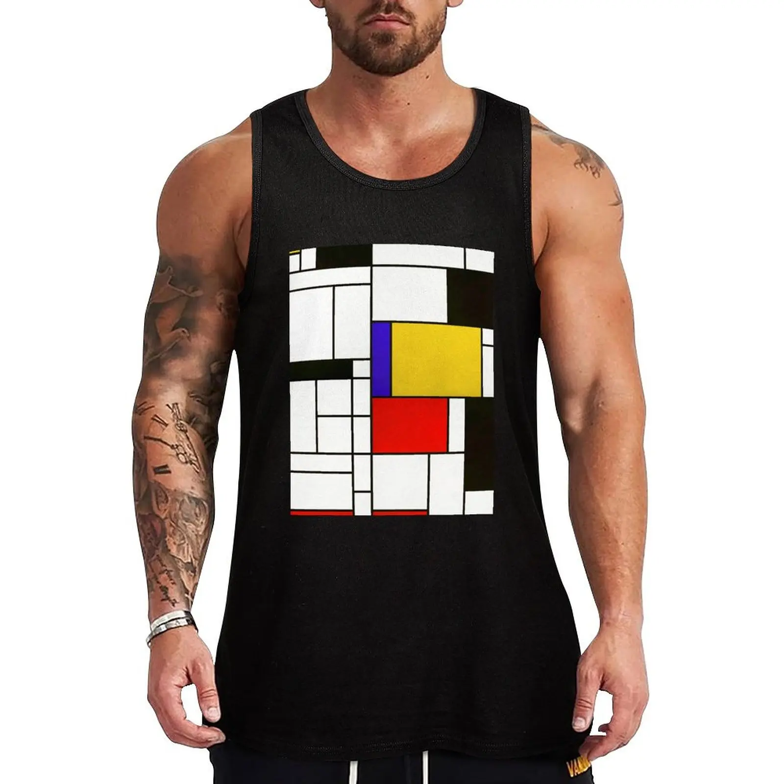 Mondrian Style Abstract Art Tank Top gym men Sports shirt man