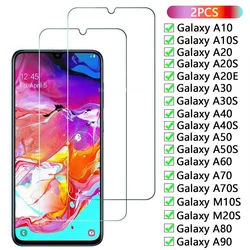 Protectores de pantalla de vidrio templado para Samsung, vidrio templado para Samsung A10, A20, A30, A40, A50, A60, A70, A80, A90, Galaxy A10S, A20S, A20E, A30S, M10S, M20S, 2 unidades