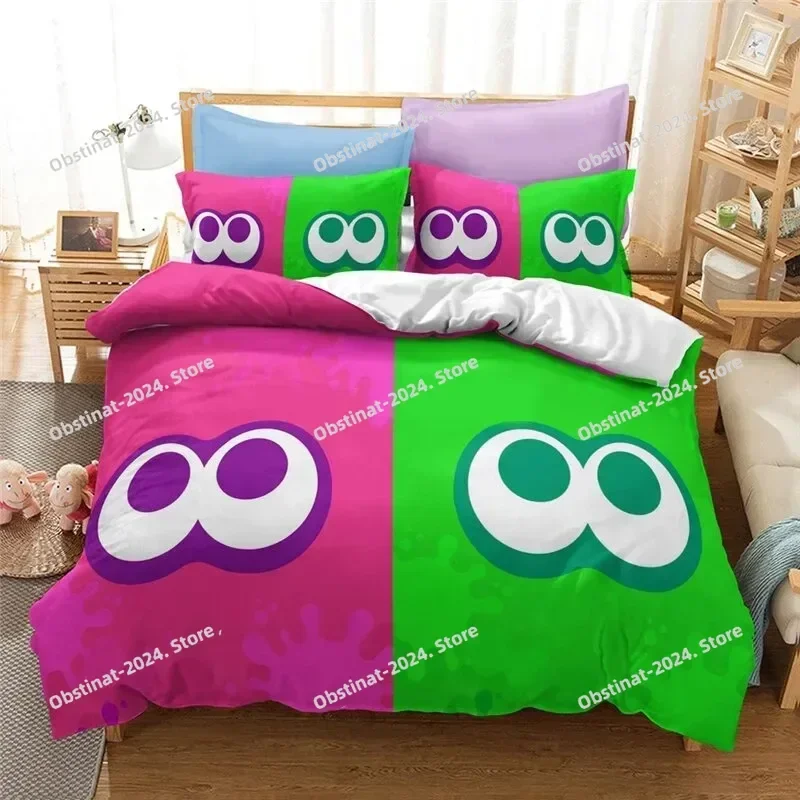 Топ с 3D принтом Splatoon Game Комплект постельного белья для мальчиков и девочек Twin Queen Size пододеяльник наволочка кровать для детей и взрослых домашний текстиль