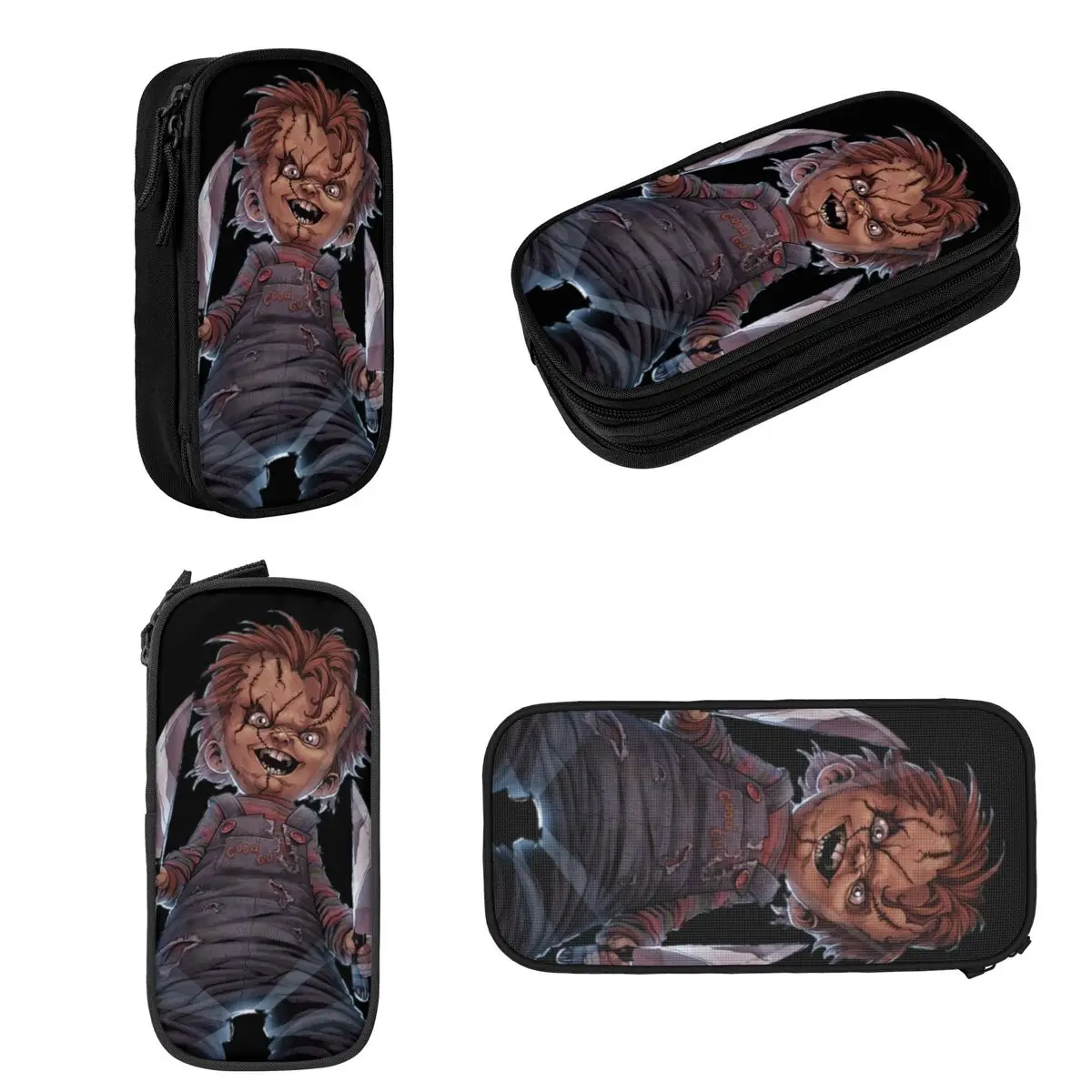 Imagem -02 - Chucky e Tiffany Lápis Cases Grande Capacidade Pen Bags Pen Pouch para Meninos e Meninas Estudantes Papelaria Escola e Escritório