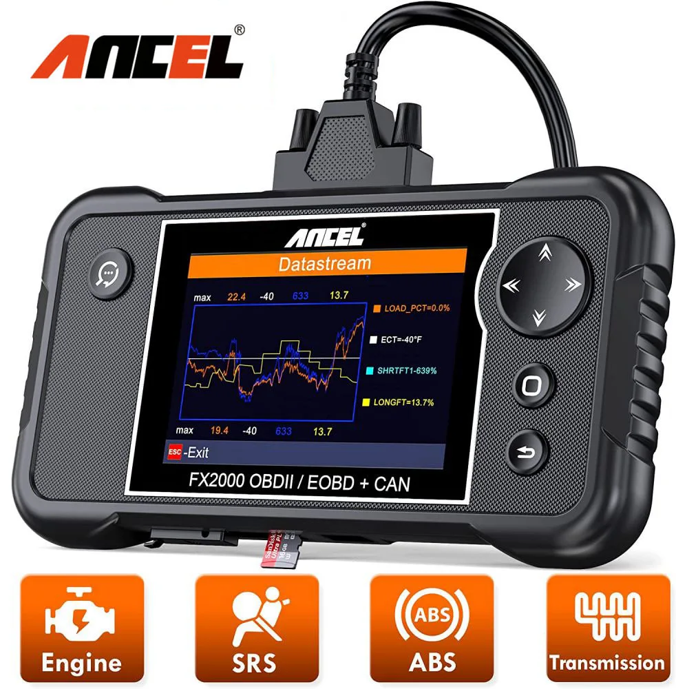 

Сканер ANCEL FX2000 OBD2 для считывания кодов двигателя, ABS система трансмиссии подушек безопасности, отключение двигателя, устройство для сканирования