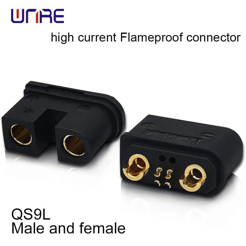 QS9L 160A Extreme Power Flameproof Connector Gold-Plated Brass UL94-V0 for Racing Drones/EV Superchargers/High-Speed Rail