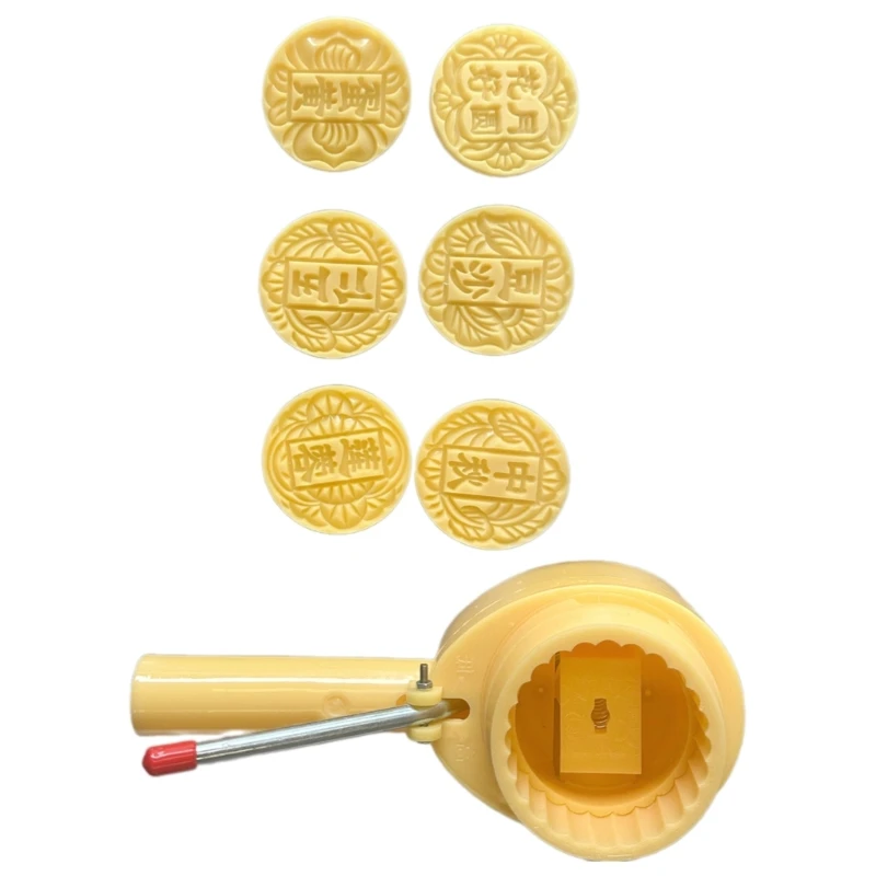 Portable Mooncakes Molds with 6 Stamp Efficient Baking Accessory 100g Mooncakes Press with 6 Stamp for Festival Treats