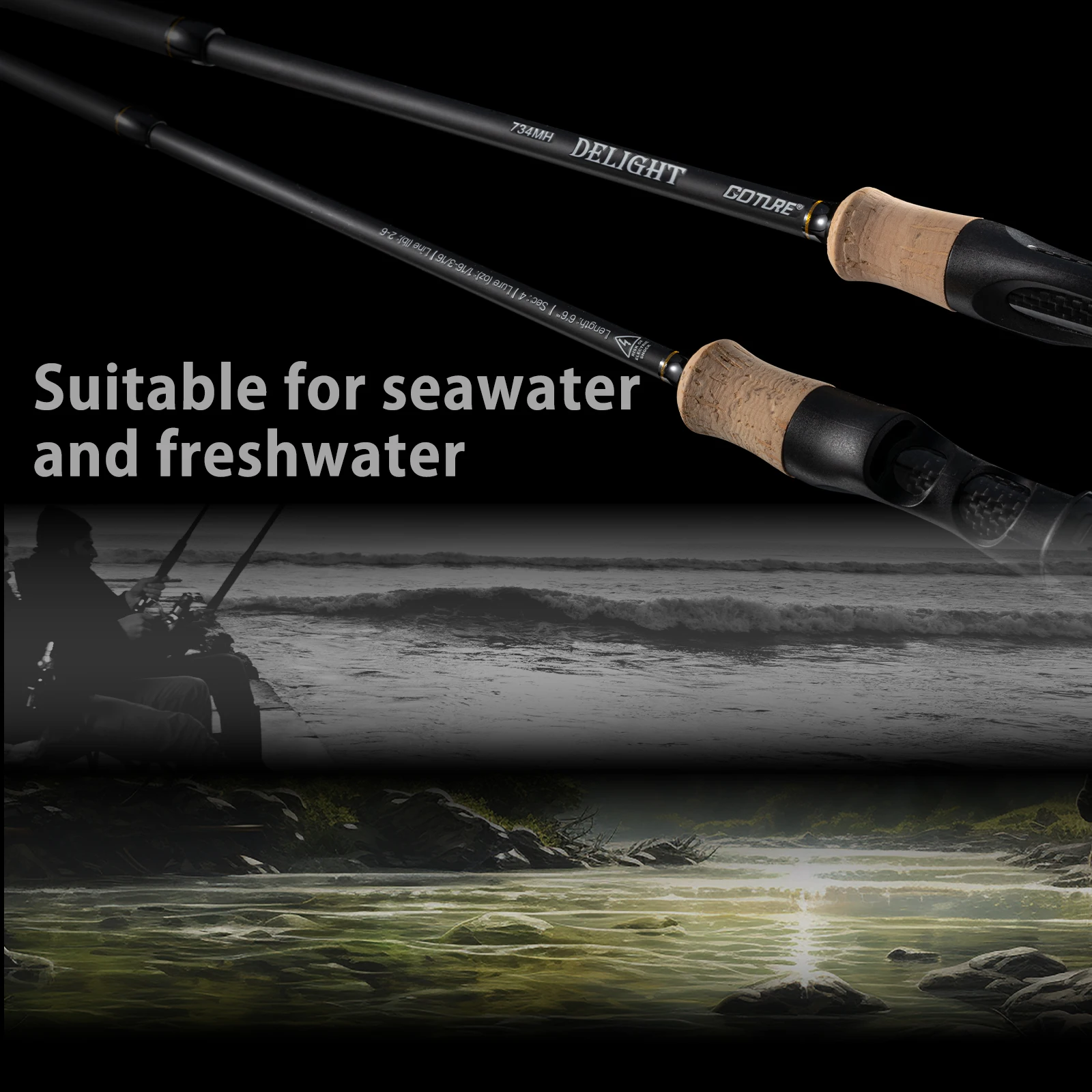 Goture 1.8m-2.2m FUJI Trout Fishing Rod Carbon Fiber Spinning Ultralight 4 Sections Lure Pole M/MF Action Saltwater Seawater image 6