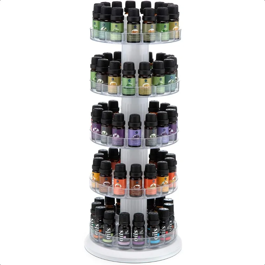 

J JACKCUBE DESIGN Rotating ential Oil Display Stand Spinning Rack for 75 Bottles up to 120 Organizer 5 Tier Storage Holder MK50