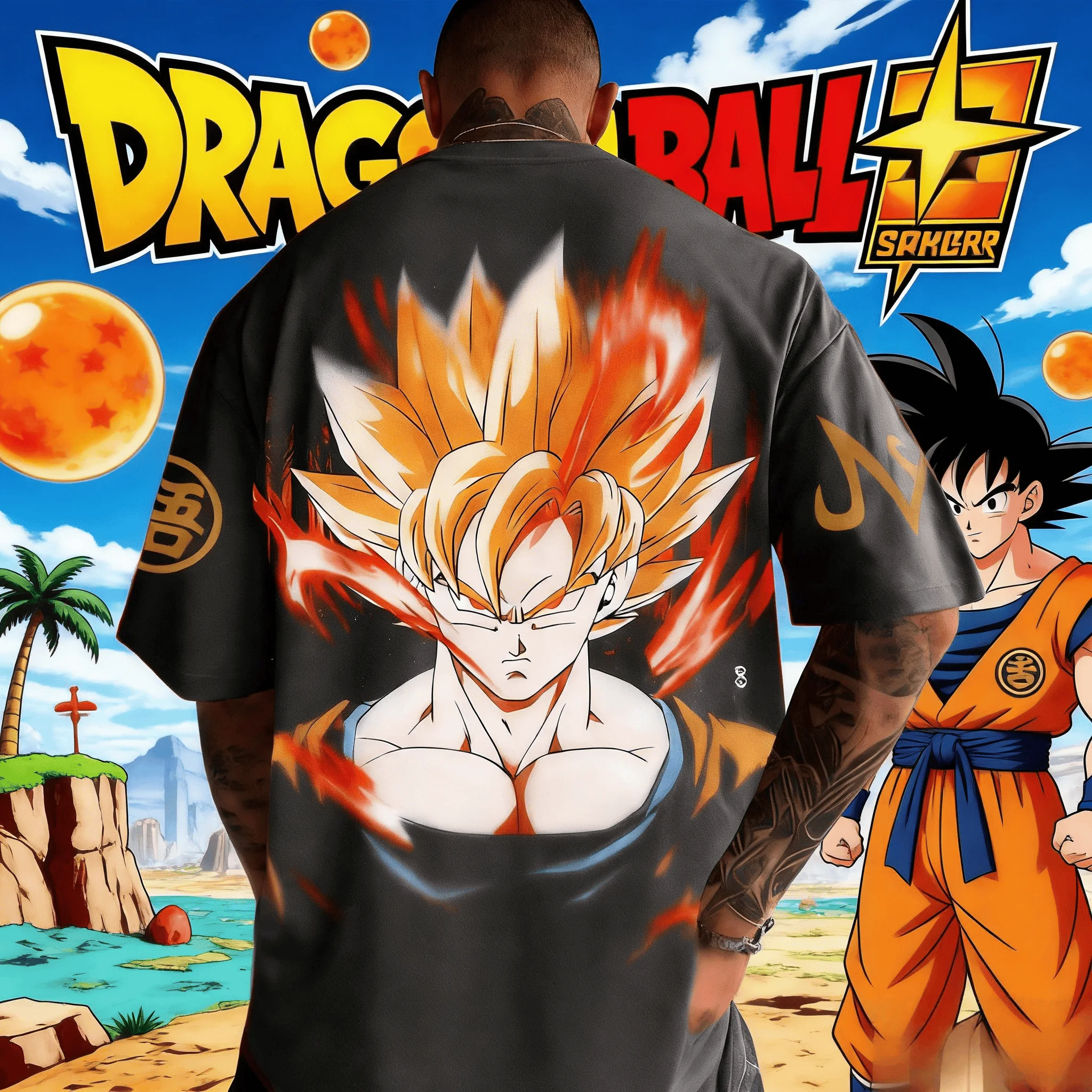 2026 Dragon Ball Vintage Washed T-Shirt aus reiner Baumwolle für Herren – Super Saiyan Goku Aura Print Oversized Tee Unisex Anime Streetwear