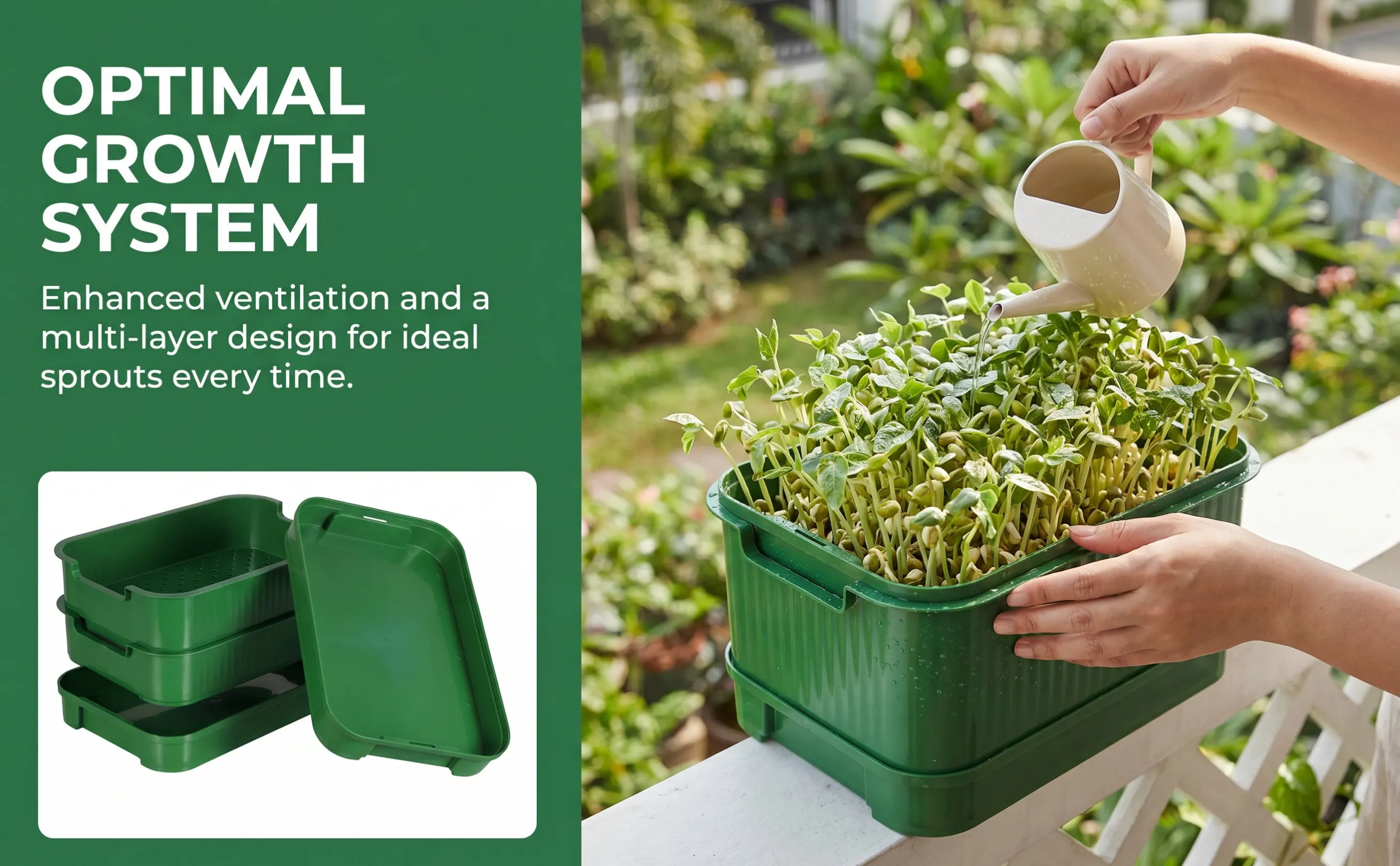 Bean Seedling Sprouter Tray Compact Multi-Layer Plant Germination Container for Bean Sprouts Seed Growing Tray Kitchen Use