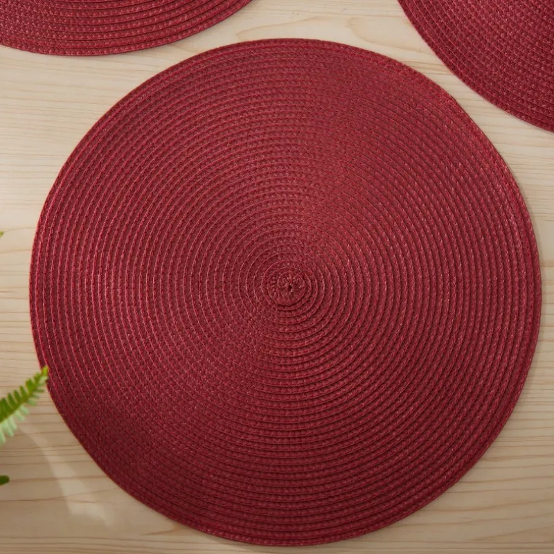 1/4/10 قطعة عيد الميلاد الأحمر تحديد الموقع 15 بوصة جولة مضفر هدية المفارش الجدول الحصير لطاولات المطبخ المنسوجة عدم الانزلاق مكان الحصير #1