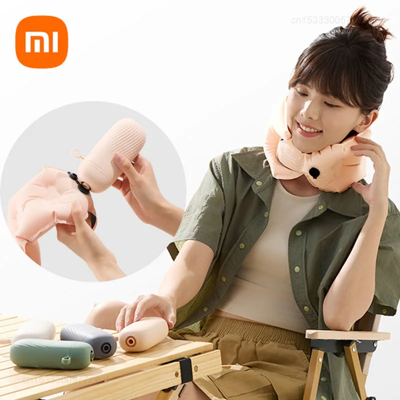 XIAOMI EVERYTINK-Travesseiro De Pescoço Inflável Portátil Em Forma de U, Armazenamento Inflável, 2 em 1, Elasticidade Ajustável, Avião