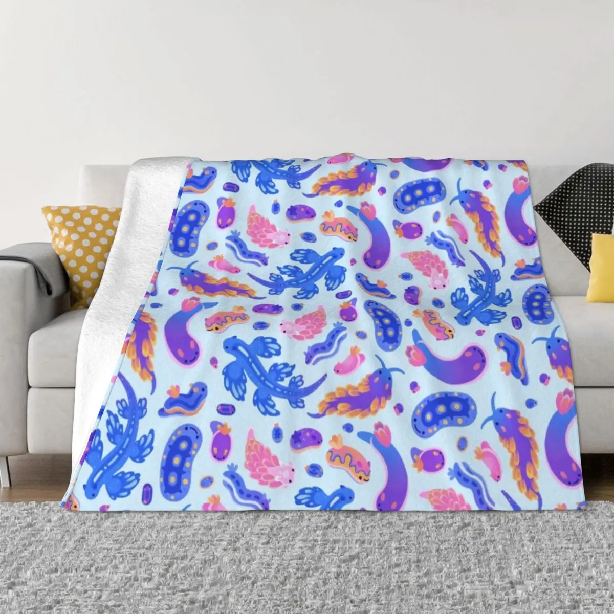 

Sea slug - pastel blue Throw Blanket sofa halloween blanket Retro Blankets