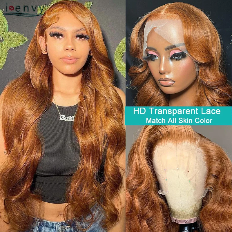 13X6 Ginger Blonde Lace Front Human Hair Wigs Red Burgundy 13x4 Body Wave Transparent HD Lace Frontal Wig Brown Lace Front Wig