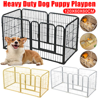 Dog Puppy Playpen Foldable 6 Panels Barrier Playpen Metal Heavy Duty Pet Security Fence Iron Exercise Kennel House Accessories 