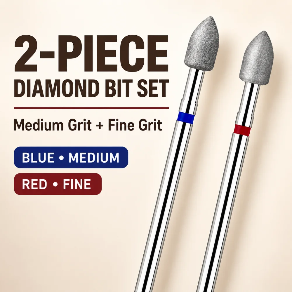4mm Nail Drill Bit Carbide Set 2PCS for Cuticle Cleaning Nail Prep Milling Cutter Manicure E-File Bits Removing Burrs MediumFine