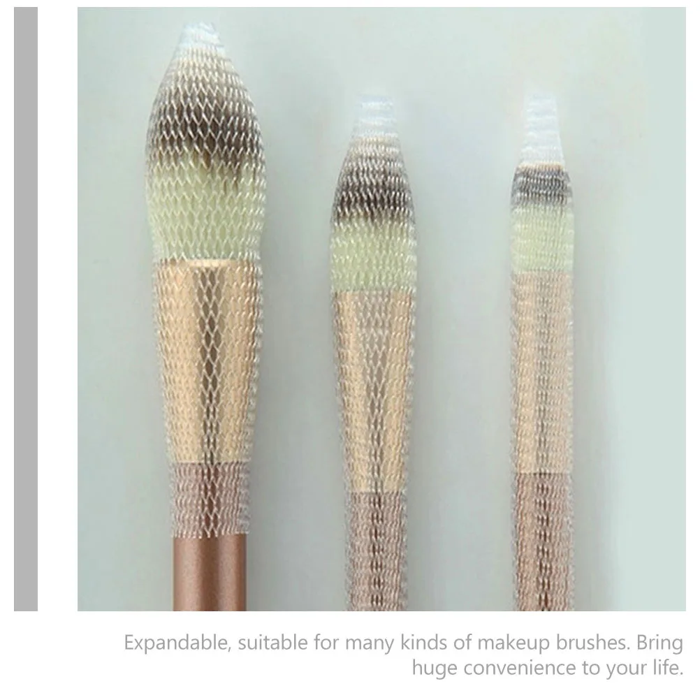 100pcs Makeup Brush Mesh Cover Premium Pe Expandable Protective Covers For Makeup Brushes Keep Shape Durable Tool Accessory