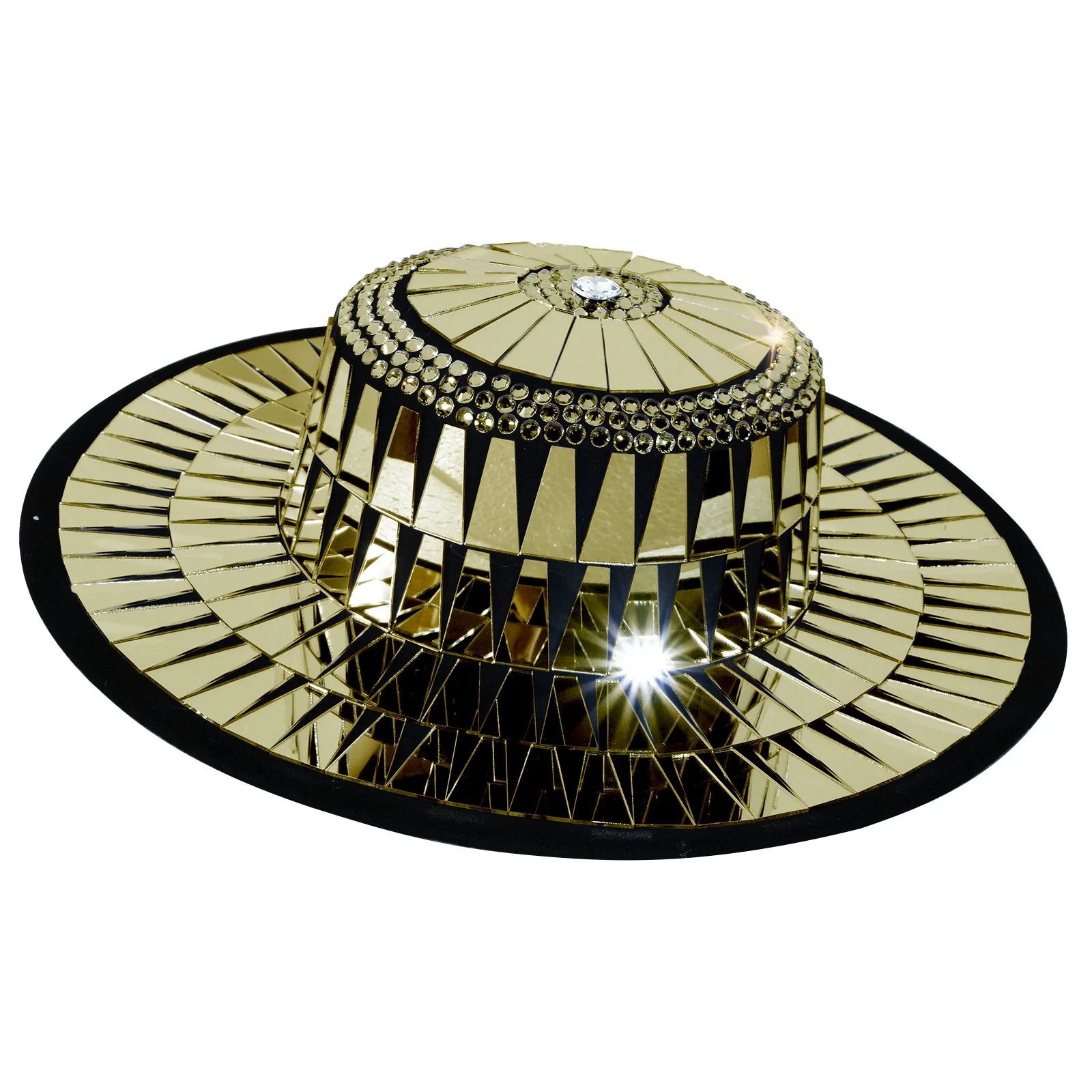 لامعة الماس متجمد جولة الجاز الأسود مرآة قبعة المرحلة حفلة عيد ميلاد أداء الكرة الرقص المغني زي تغيير Queenoutfit #6