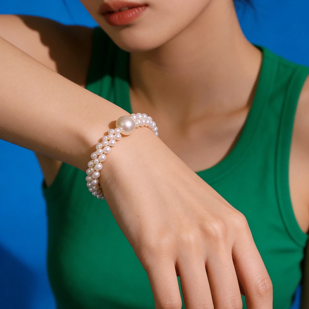 

Высококачественный трехслойный тканый браслет из натурального жемчуга, элегантные простые браслеты для женщин, очаровательный браслет, ювелирные изделия, аксессуары для девочек