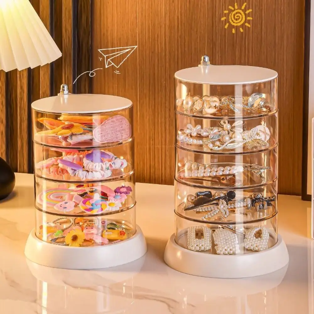 Rotating Jewelry Box Display Stand Organizer Earrings Necklace Ring Storage Box Cotton Pad Makeup Cotton Swabs Organizer