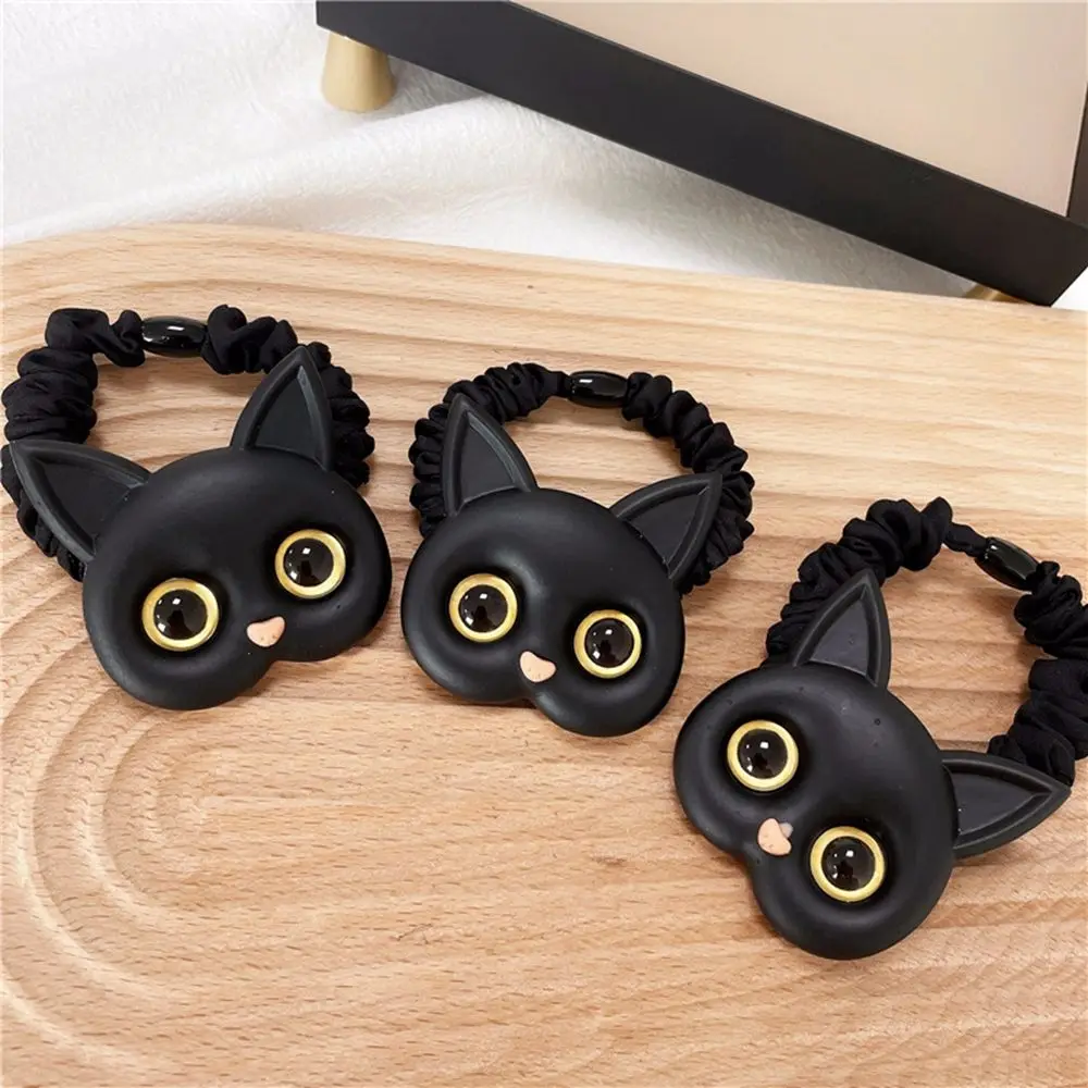 Dulce Simple coreano acrílico Animal tela Scrunchies sombreros de gatito lazos para el cabello femeninos cuerda para el cabello de dibujos animados