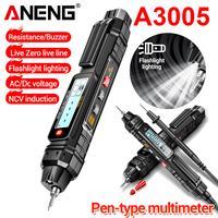 ANENG A3005 Pocket Pen Type Digital Multimeter Test Lead without Battery 4000 Counts LCD/Anti Display Screen True RMS Black Tool