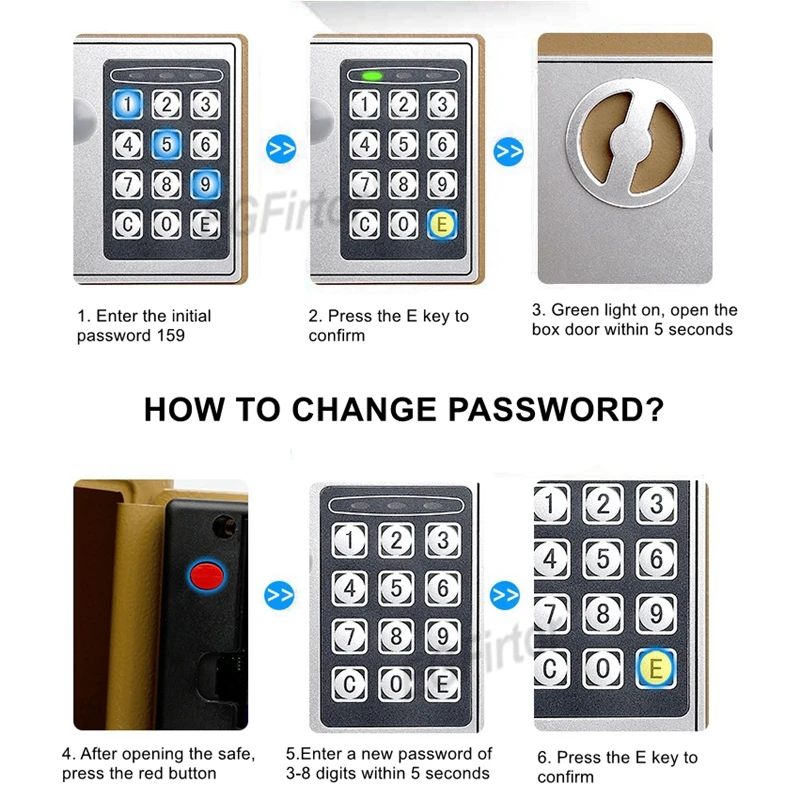 Caja de seguridad con contraseña montada en la pared, caja fuerte con llave antirrobo con alarma de seguridad para protección de joyas en efectivo en el hogar y la Oficina