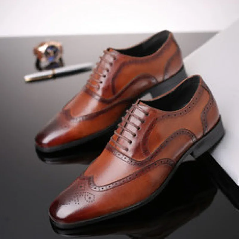 

Spring Business Formal Wear Leather Shoes Men's Youth British Casual Shoes Soft Bottom Bridegroom Wedding Height Increasing Inso