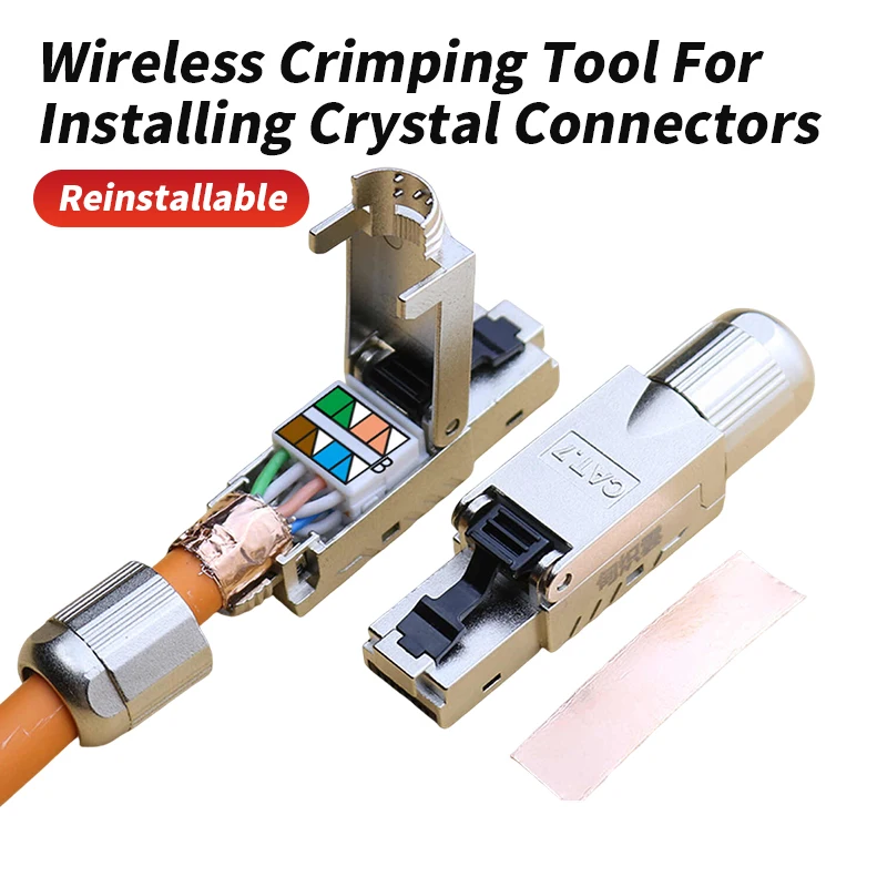 Industrial Grade CAT6A RJ45 Crystal Head for Network Cable Pressure-free CAT5E CAT7 Shielding Gigabit 10GB Network Connector