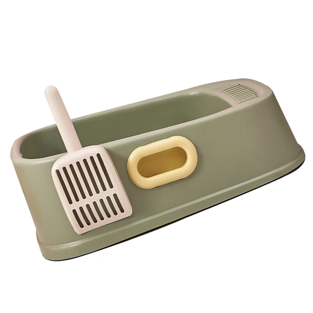 

Cat Litter Box Large Durable Plastic Indoor Pet Toilet Sandbox Odor Control Easy Semi Enclosed Practical Cat Bedpan Pet