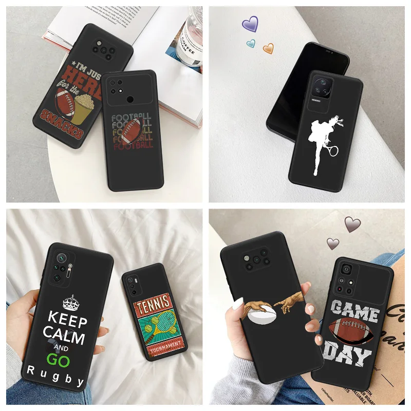 Silicone Black Phone Case for Xiaomi Mi Poco C61 F5 F4GT F3 F1 X4 X3 X5 M3 M4 Pro M5 M5S C51 C50 C40 Girl Tennis God Rugby Cover