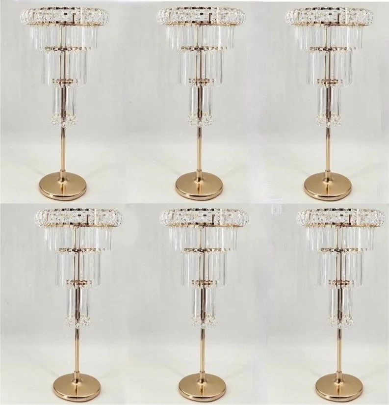 4pcs10pcs80cm/120cm) New wedding centerpiece gold candle holder flower stand with crystal acrylic bead