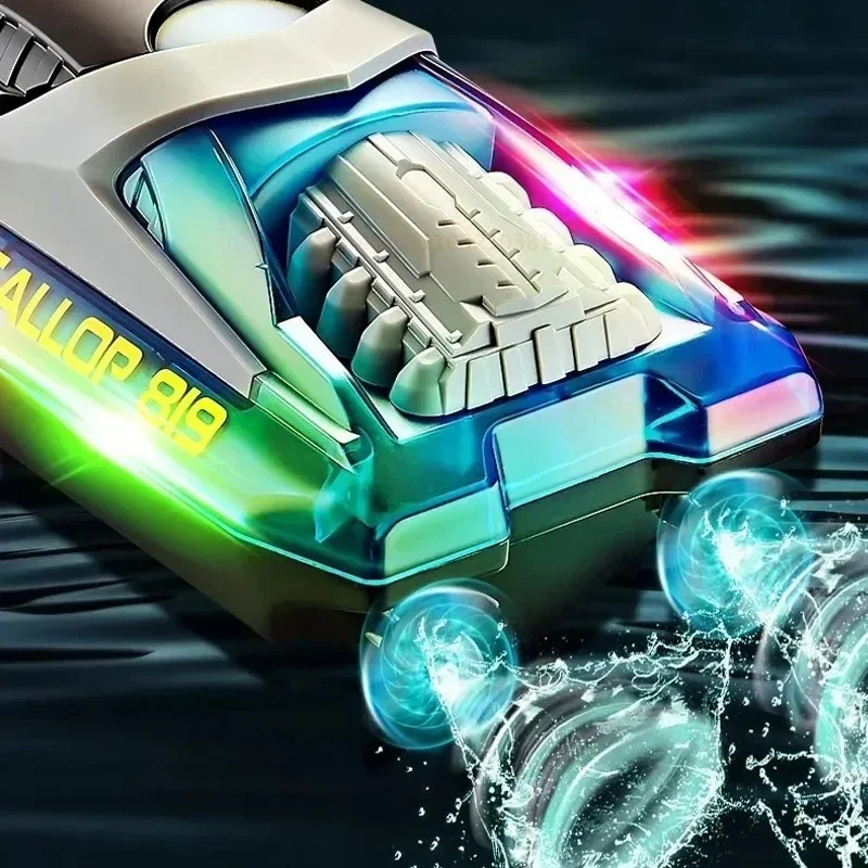 HXJ HJ819 RC Boat 2.4G Speedboat Led Light Waterproof Double Motor Radio Controlled Ship High Speed Summer Outdooer Water Toys