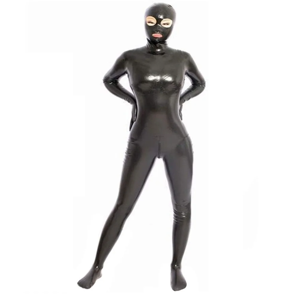 Women Lady Bodysuit Sexy Corset Latex Ammonia One Piece Slim Tight Stage Performance Black Full Body Black Stylish