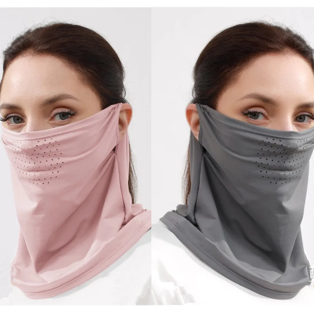 New Summer Ice Silk Face Mask for Women Men Sunscreen UV Protection Neck Wrap Cover Face Scarf Sports Cycling Riding Dustproof