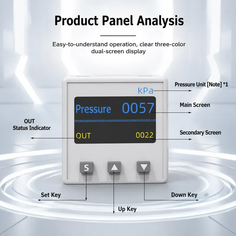 High Precision Digital Pressure Gauge Positive Negative Pneumatic Sensor 10KPa Vacuum Switch Controller