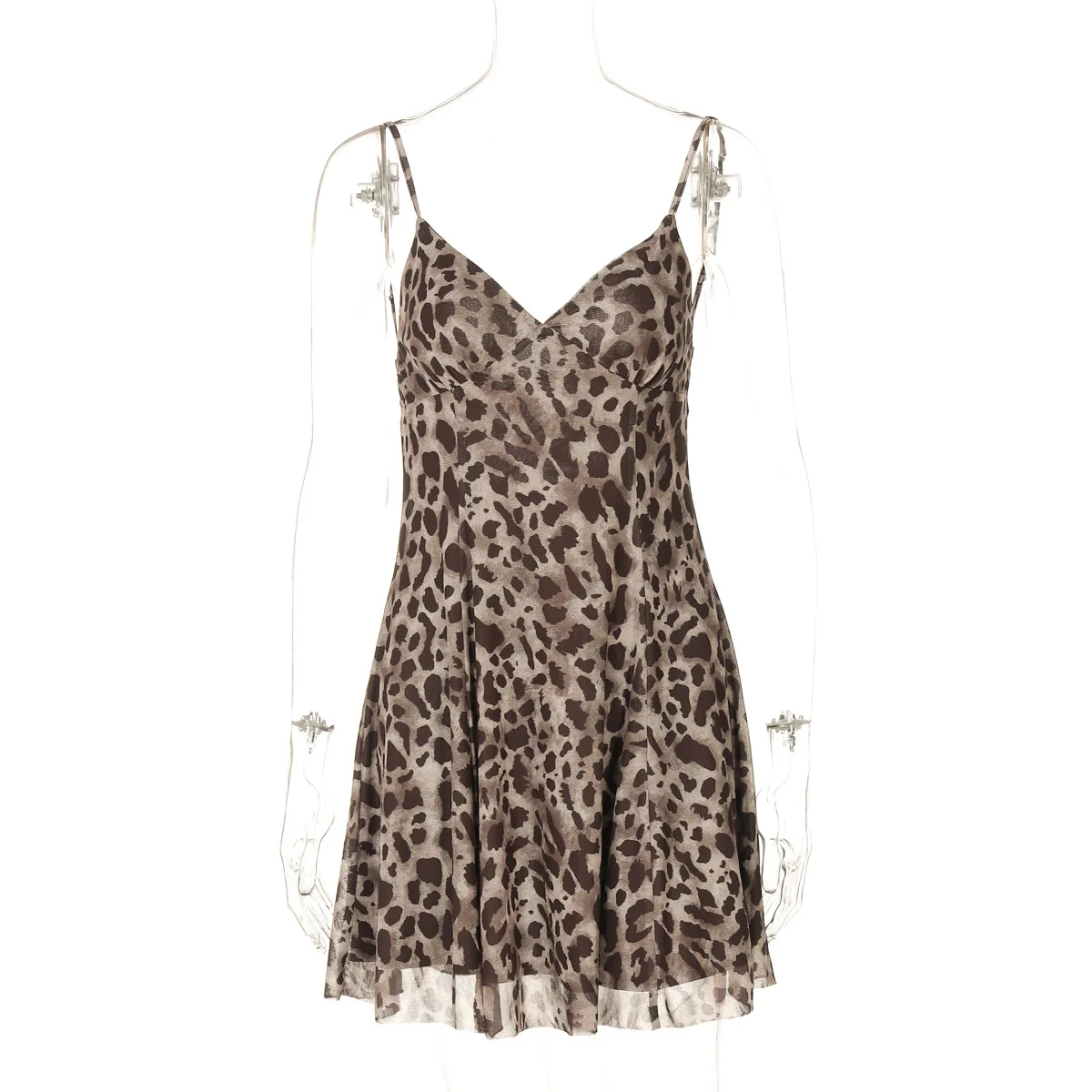 Mini abito sexy da donna con canotta Moda estiva Stampa leopardata Camis Abiti corti Fibbia Camicia Silm Coquette Abiti casual Y2k