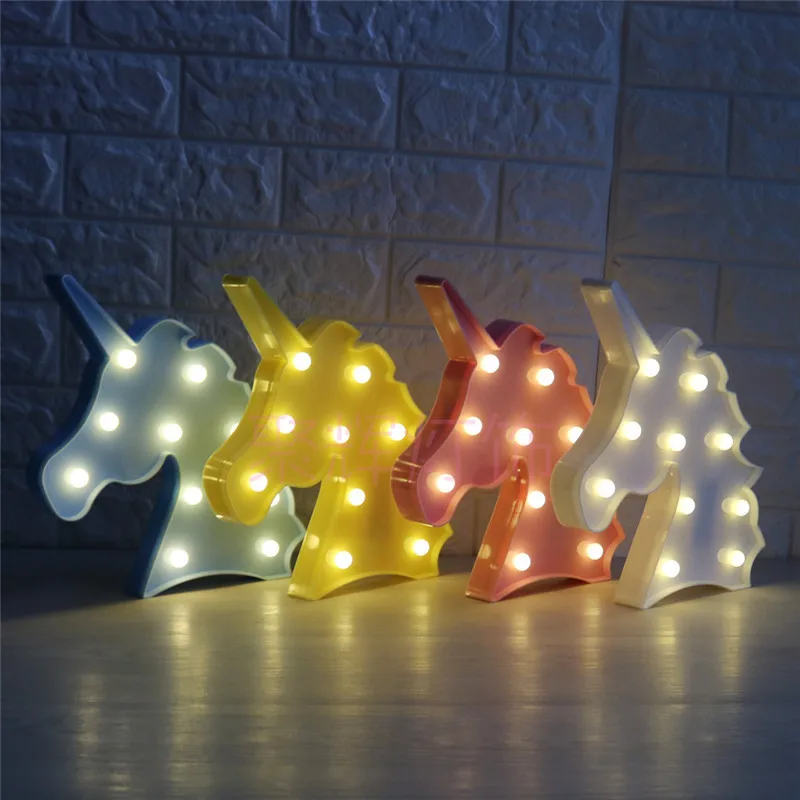LED Unicorn Night Lights for Kids, Luminary Wall Lamp, Abacaxi, Cactus, Star Luminary, Decoração Pingente, Flamingo, Unicórnio, 30cm