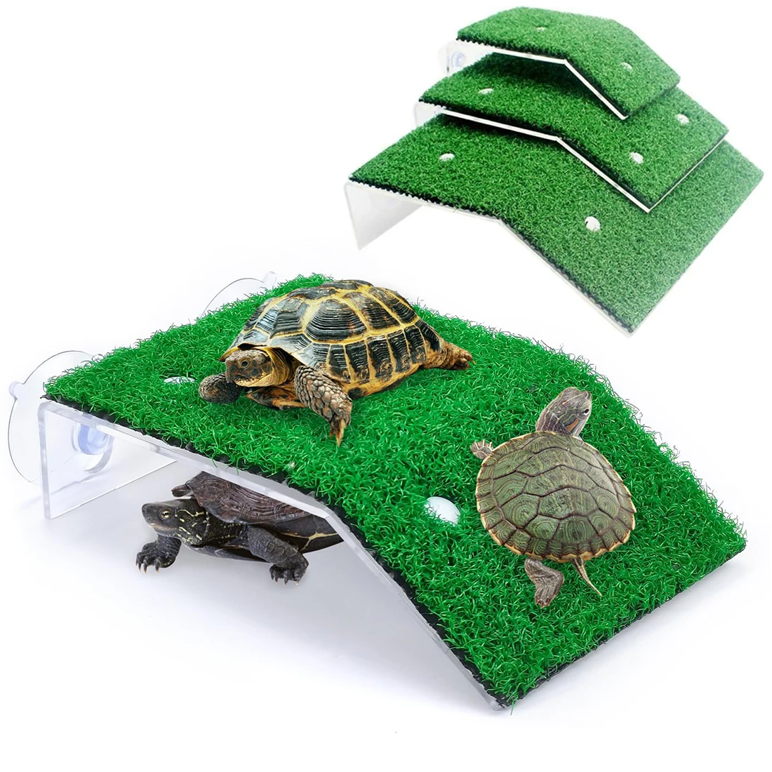 Plataforma para tomar el sol de tortuga, simulación de descanso, hábitat, rampa para césped, muelle para tortuga, isla flotante, terrario para reptiles, accesorio para acuario