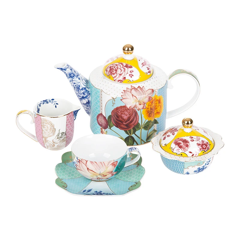 

Pip Royal Flowers Afternoon Tea Teapot, Cups and Saucers Juego Cafe Completo Cafe Turco Coffee Set Bubble Tea Cup Logo Tasse