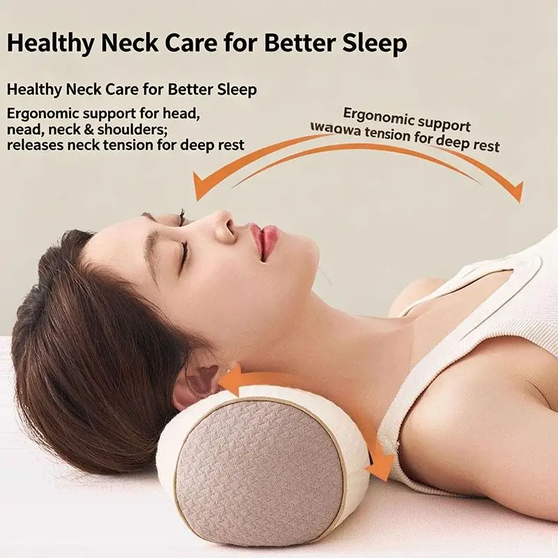 .New Sale-Breathable Cylindrical Buckwheat Pillow Core Cervical Vertebra Traction Correction For Neck Pain Use