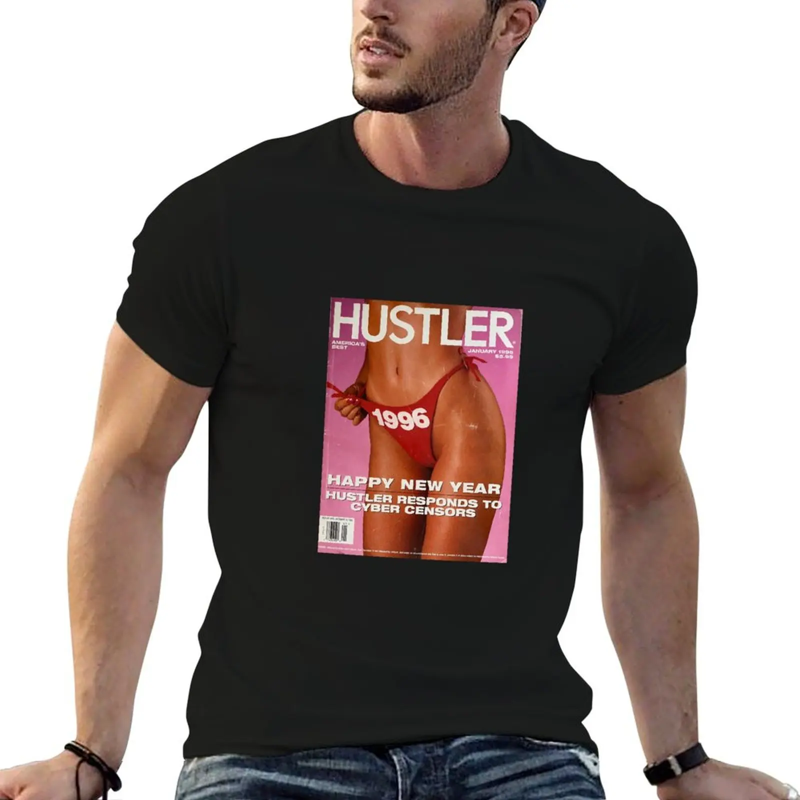 

Hustler Magazine Cover Jan 1996 T-Shirt plus size clothes sublime Men's cotton t-shirt