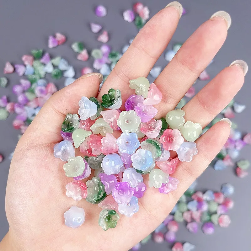 10PC Natural Jade Glaze Lily of The Valley 10x7mm Bead Accessories DIY Bangle Charm Jewellery Fashion  Hand-Carved  Luck Amulet
