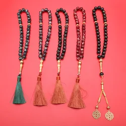10mm 33Pcs Religious Ornaments Muslim Prayer Beads Imitation Tiger Eyes Color Arabic Fringe Bracelet