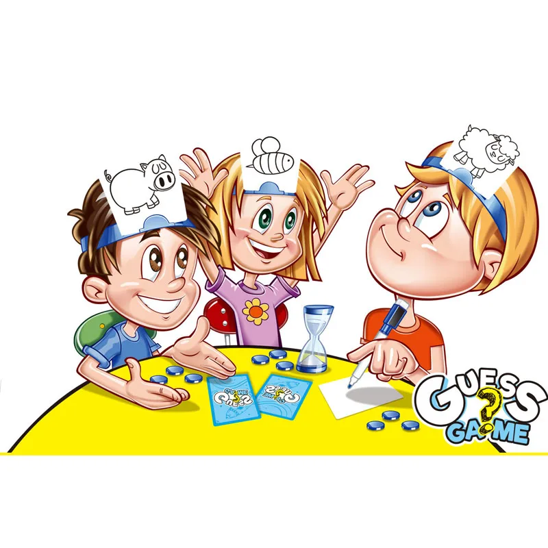 

New Funny Plastic Headband Drawing Card Toy What Am I Kids Guessing Game for 2+ Players