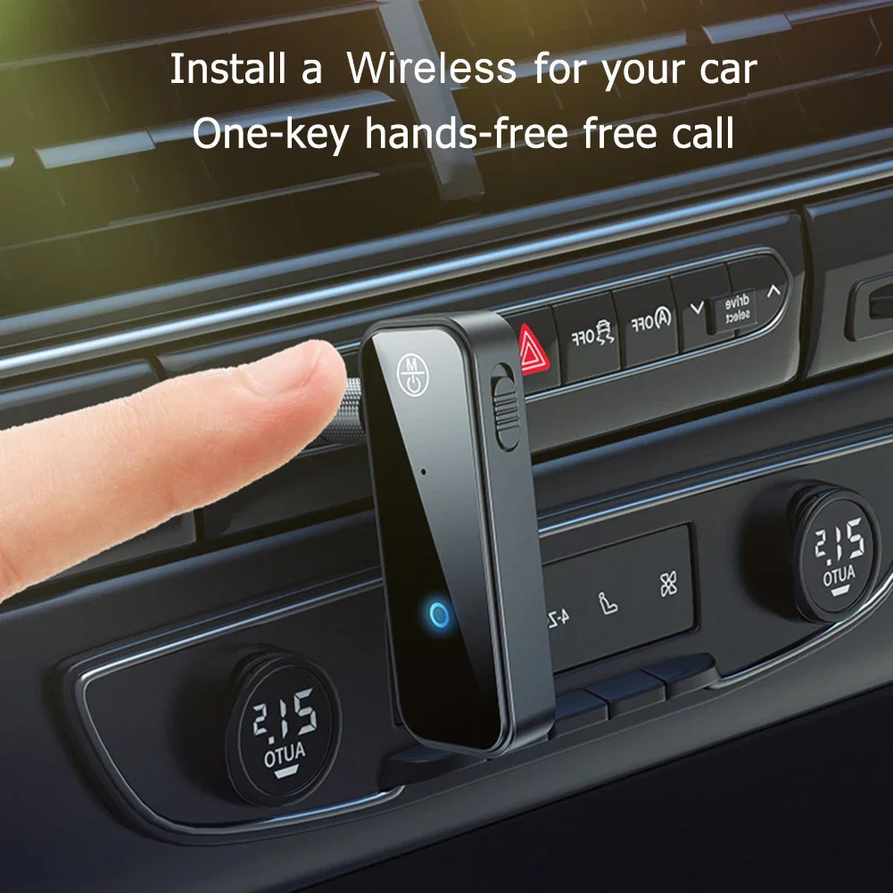 Bluetooth-Compatible 5.0 Audio Transmitter 2 in 1 Jack Aux Dongle 3.5mm Wireless Adapter for Handsfree Call for Car Audio Music