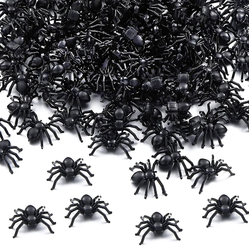 100/50Pcs Halloween Fake Spider Mini Luminous Plastic Spider Halloween Party Home Decoration Kids Tricky Prank Toy Haunted House