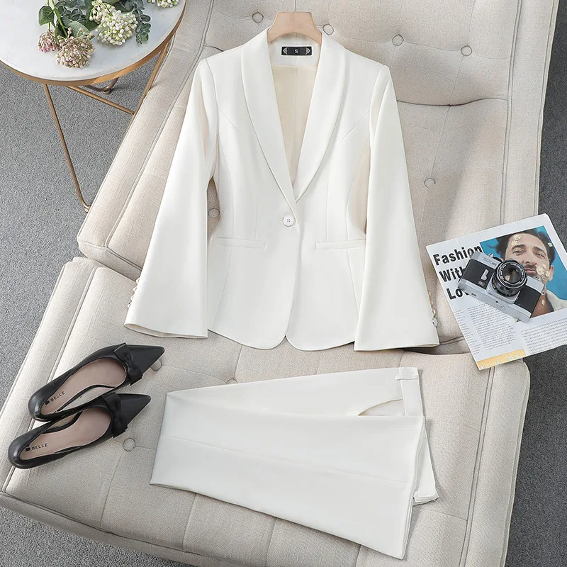 Red Blazer Jacket for Women Spring and Autumn Office Business Formal Wear Professional Workwear High-end Elegant Suit Set for Wo