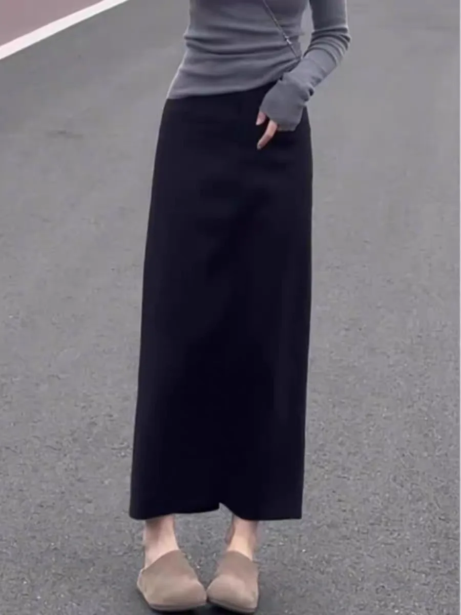 

Утягивающий костюм, юбка, асимметричная прямая длинная юбка с высокой талией, женская осенняя модная универсальная юбка с разрезом